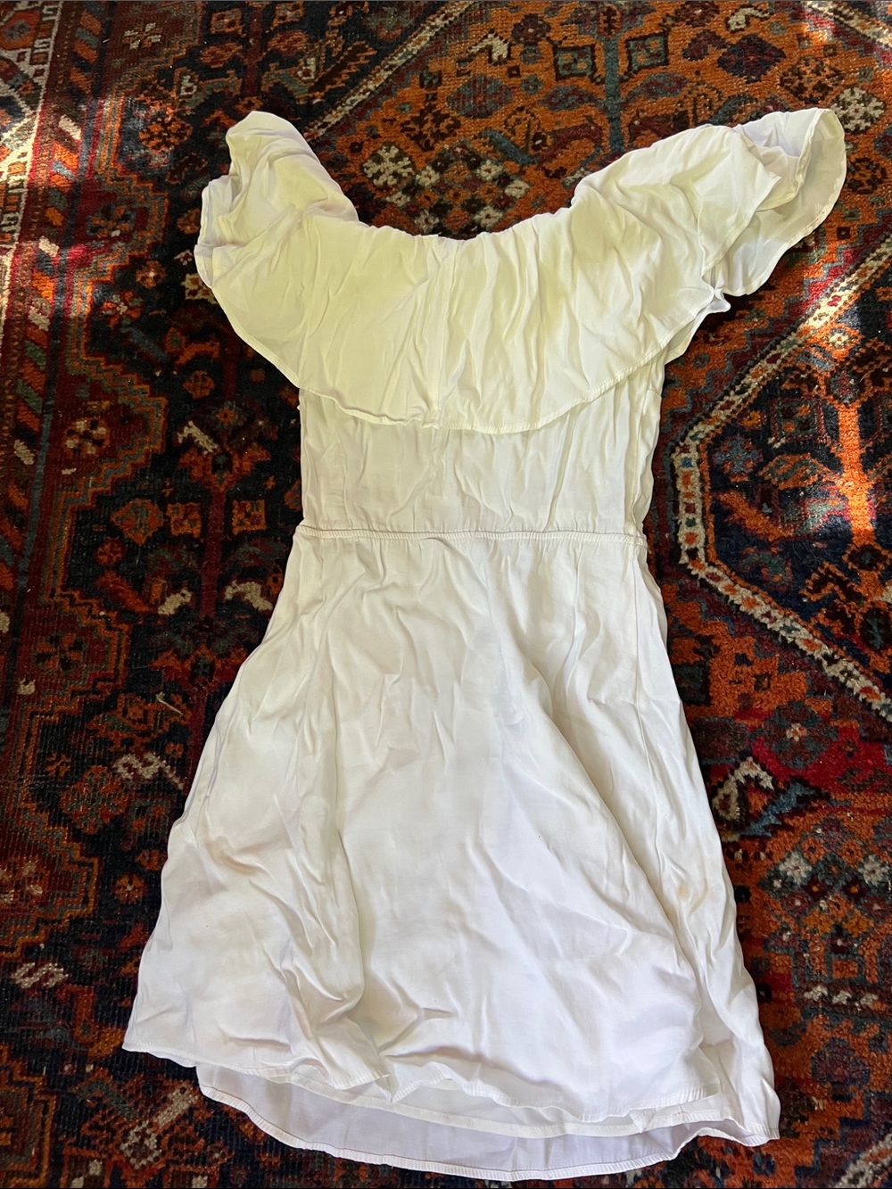 Mango White One-Shoulder Ruffle Mini Dress - Picture 3 of 3